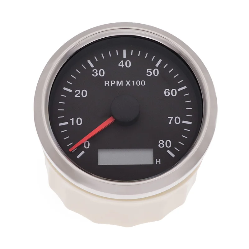 

85mm Boat Tachometer 8000 RPM Engine Stainless Steel Plastic Bezel Hour Meter LCD Display For Car Motorcycl With M16 M18 Sensor