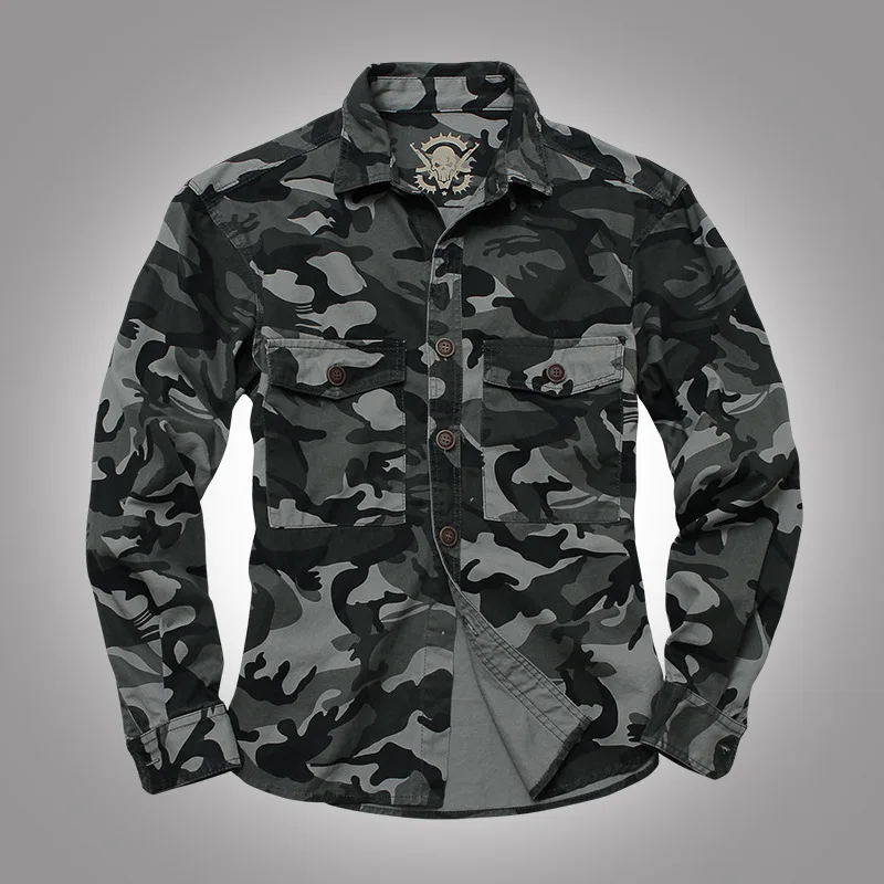 Outdoor Military Army Fan Cotton Camo Men's Shirt High Quality Long Sleeve Shirts Cargo Jacket