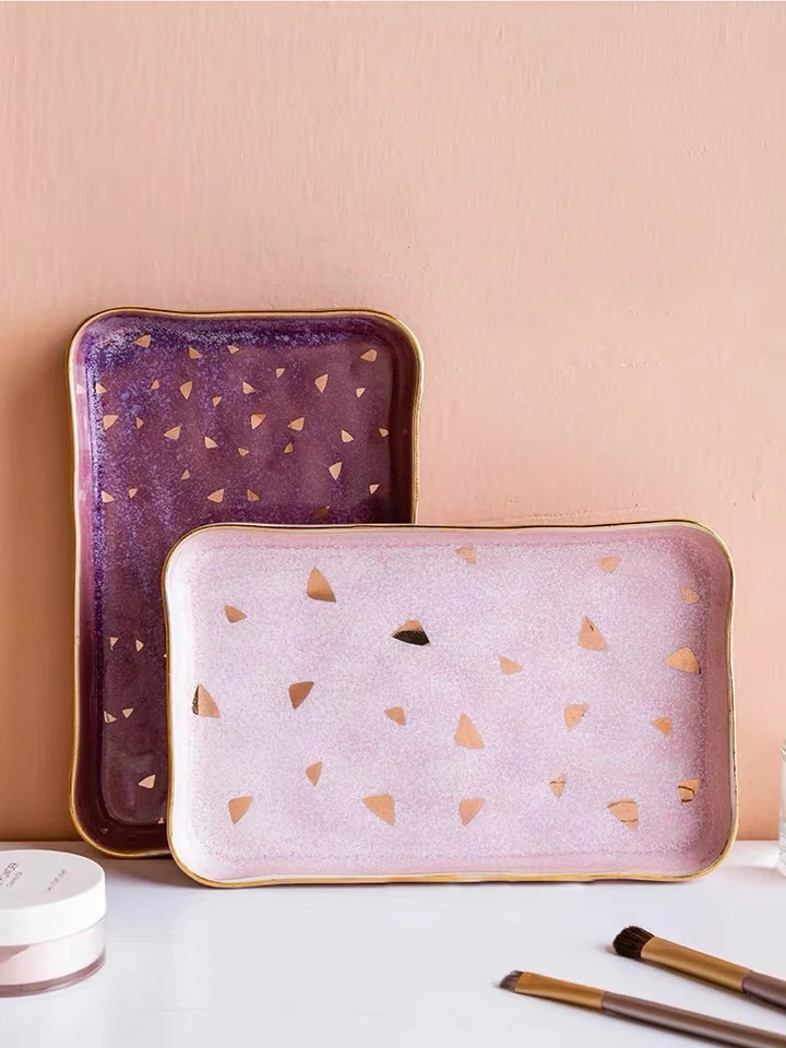 

Nordic Ceramic Jewelry Dish Earrings Necklace Ring Storage Plates Fruit Dessert Display Bowl Cosmetic Tray Home Decoration