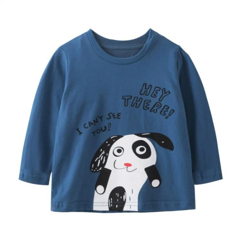 Детская хлопковая рубашка с длинным рукавом круглым вырезом | Мать и ребенок