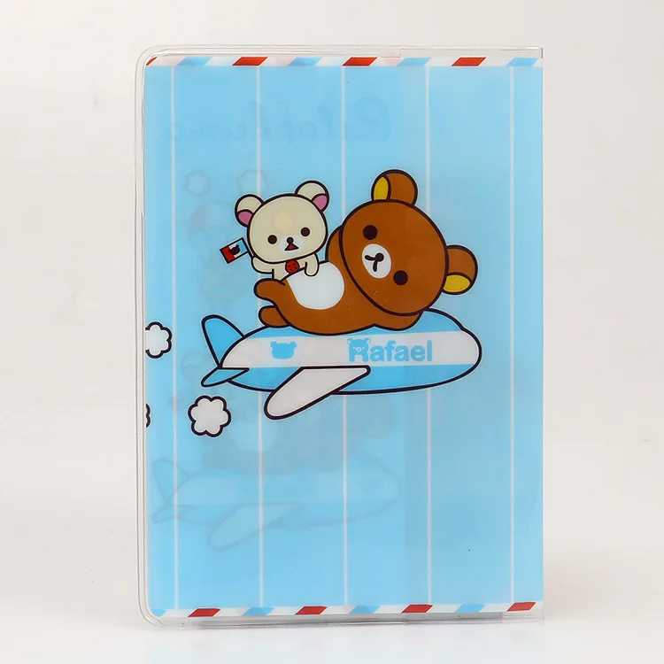 Милый синий мультфильм коричневый медведь паспорт ПУ водонепроницаемый Паспорт