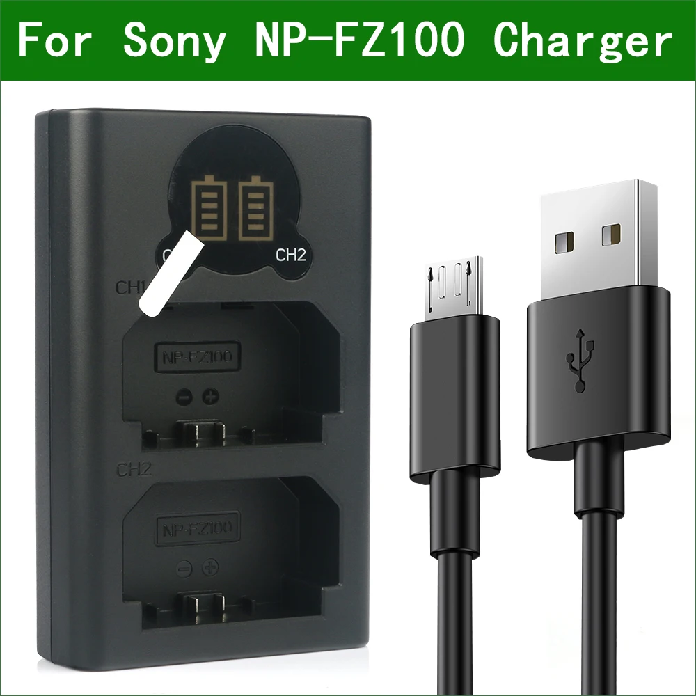 

NP-FZ100 NP FZ100 NPFZ100 Dual USB Battery Charger for Sony Alpha a6700 ILCE-9 7C A9R A9S A7 III ILCE-7M3 A7R III A7R3 A6600 A7C