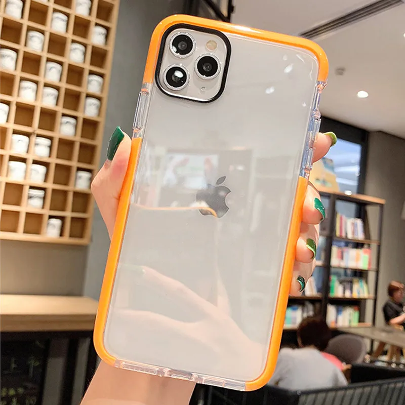 Противоударный оранжевый чехол для телефона iPhone 11 Pro Max XR XS 6 6S 7 8 Plus X прозрачный