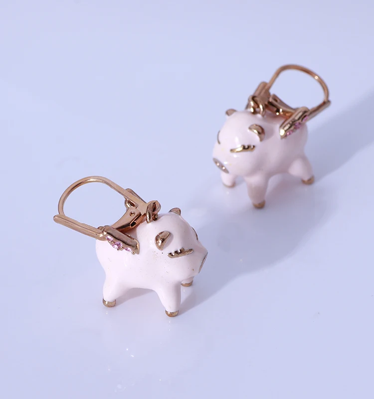 

Милые трехмерные летающие розовые эмалированные глазурные серьги с изображением свинок