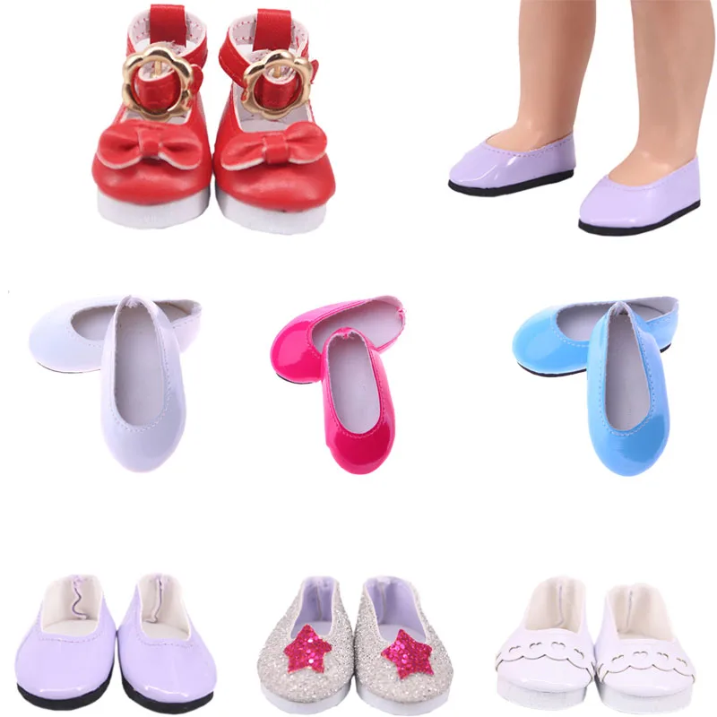 

5Cm Doll Shoes Doll Clothes Flat Bean &Flat Soled Sequined For 14 Inch Dolls Birthday Girl's Toy Gifts