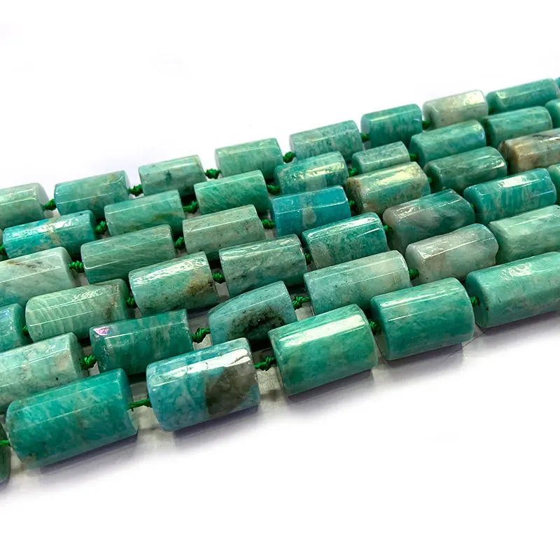 

Natural Faceted Green Amazonite Stone Beads Column Barrel Spacer DIY Loose Beads For Jewelry Making Beads 15‘’ Accessories