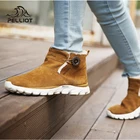 PelliotМужская обувь для пеших прогулок; Зимние ботинки; Нескользящие ботинки с плюшевой подкладкой; Прогулочные ботинки средней высоты для мужчин; Треккинговые ботинки с мехом