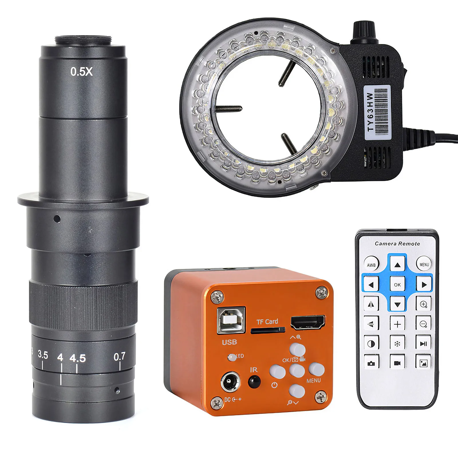 

FHD 1080P 34MP HDMI USB Industrial Digit Microscope Camera 180X C-Mount Video Lens 56 LED Full Set for Window XP/7/8/10 for MAC