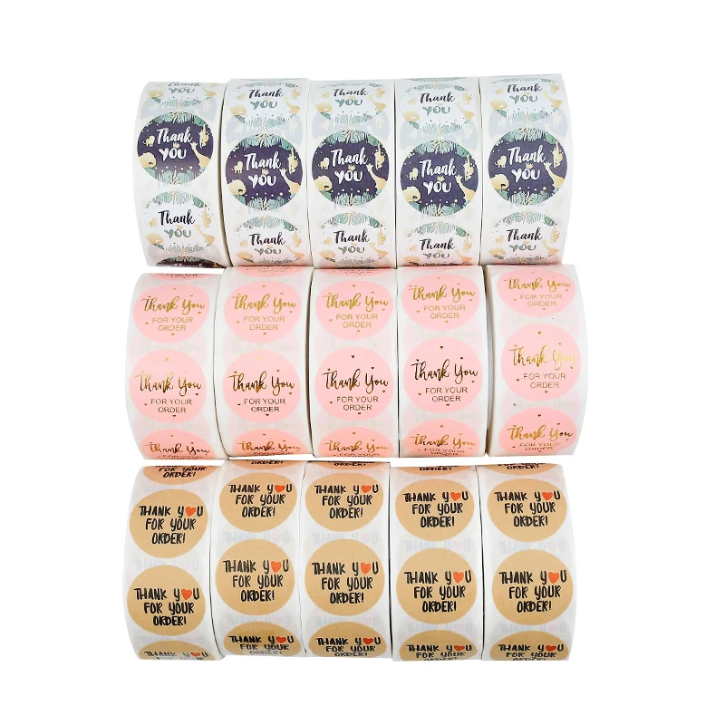 

500pcs/roll Stickers Thank You Design Gift Seal Labels Envelop Stickers Easter Safari Theme Party Kids Favors Scrapbooking Craft