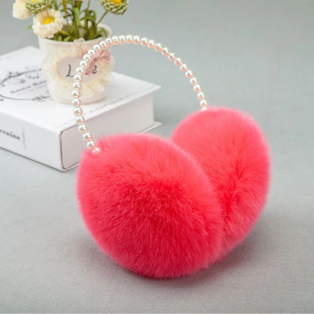 

Winter Fur Earmuffs Imitation Rabbit Fur Pearl Accessories Women Earmuffs Christmas Gifts Ear Warmer Big Plush Ear Cover