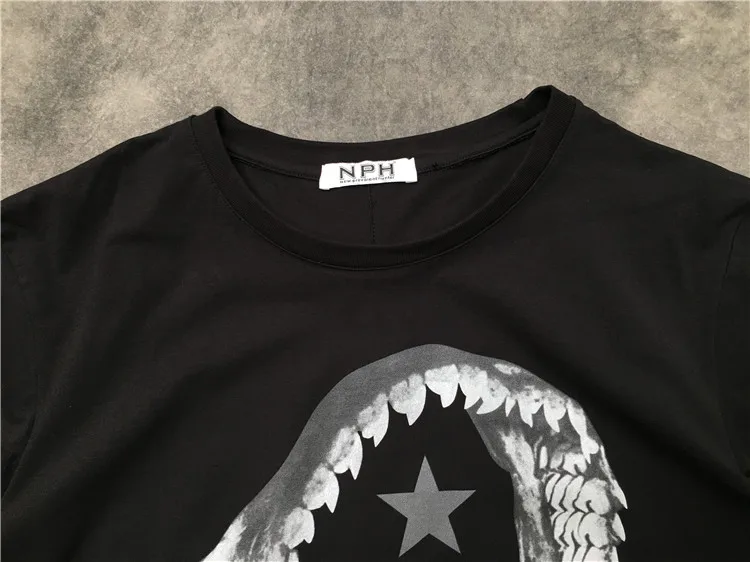 

New Novelty 2021 Men Beauty shark teeth star T Shirts T-Shirt Hip Hop Skateboard Street Cotton T-Shirts Tee Top kenye S-XXL #K31