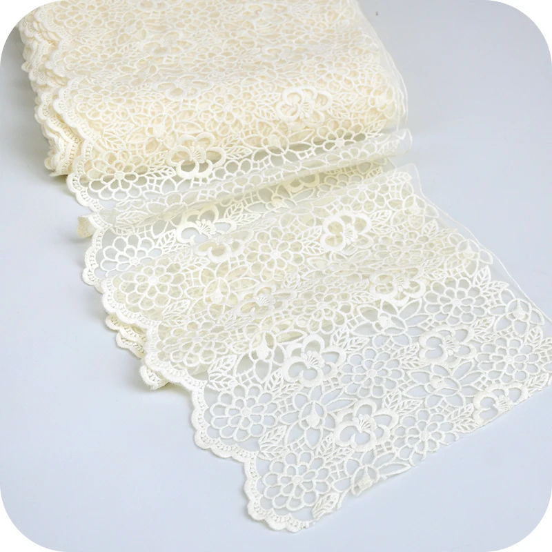 27 см ажурное вязаное хлопковое кружевное платье с цветочной вышивкой отделка DIY