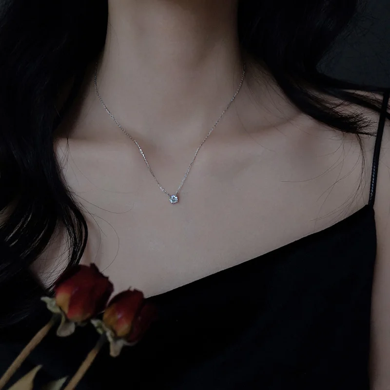 

Elegant 925 Sterling Silver Shiny Zircon Geometry Necklace 0.3cm/0.4cm/0.5cm Silver O-Chain Necklace Women Gift wedding Jeweller