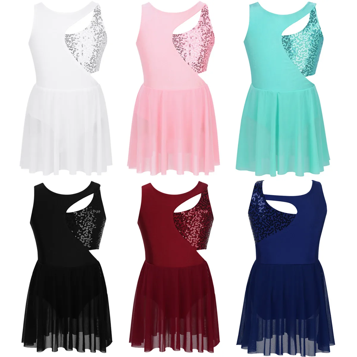 Детское балетное платье-пачка без рукавов танцевальная одежда блестящие фигуры