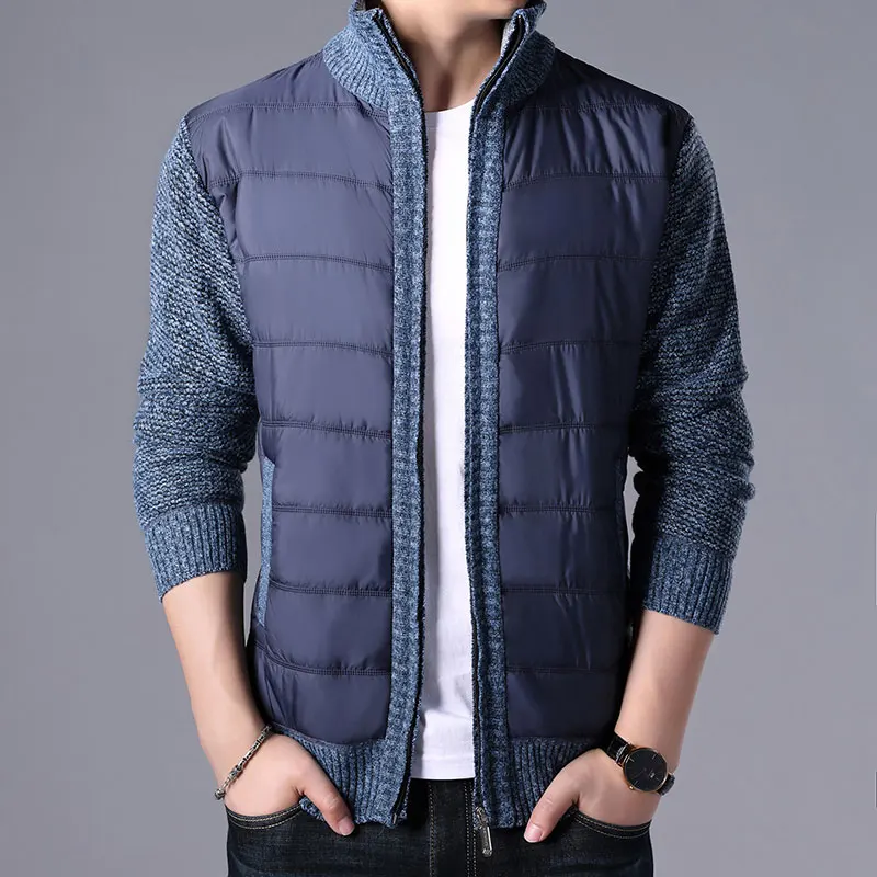 

New Men's Thick Sweater Coat Male Autumn Winter Parkas Patchwork Sweatercoat Zipper Cardigans Sweater Man Jacket Outerwear