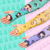 new anime demon slayer kamado tanjirou arm sleeves sun uv protection hand protector ice silk sleeves outdoor sports accessories