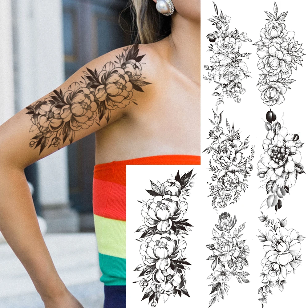Сексуальная Камелия Поддельные Временные татуировки для женщин креативный