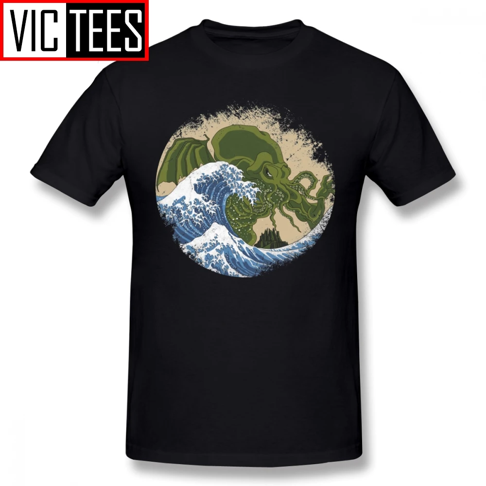 Мужские некрономиконы футболки Hokusai Cthulhu футболка графическая Милая Модная