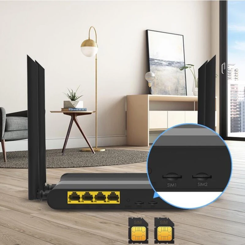 KuWFi 4G LTE Wifi Router 2.4G CAT4 150Mbps 4G LTE FDD/TDD CPE Router Wireless AP With 4*5dBi Antenna Dual sim card slot