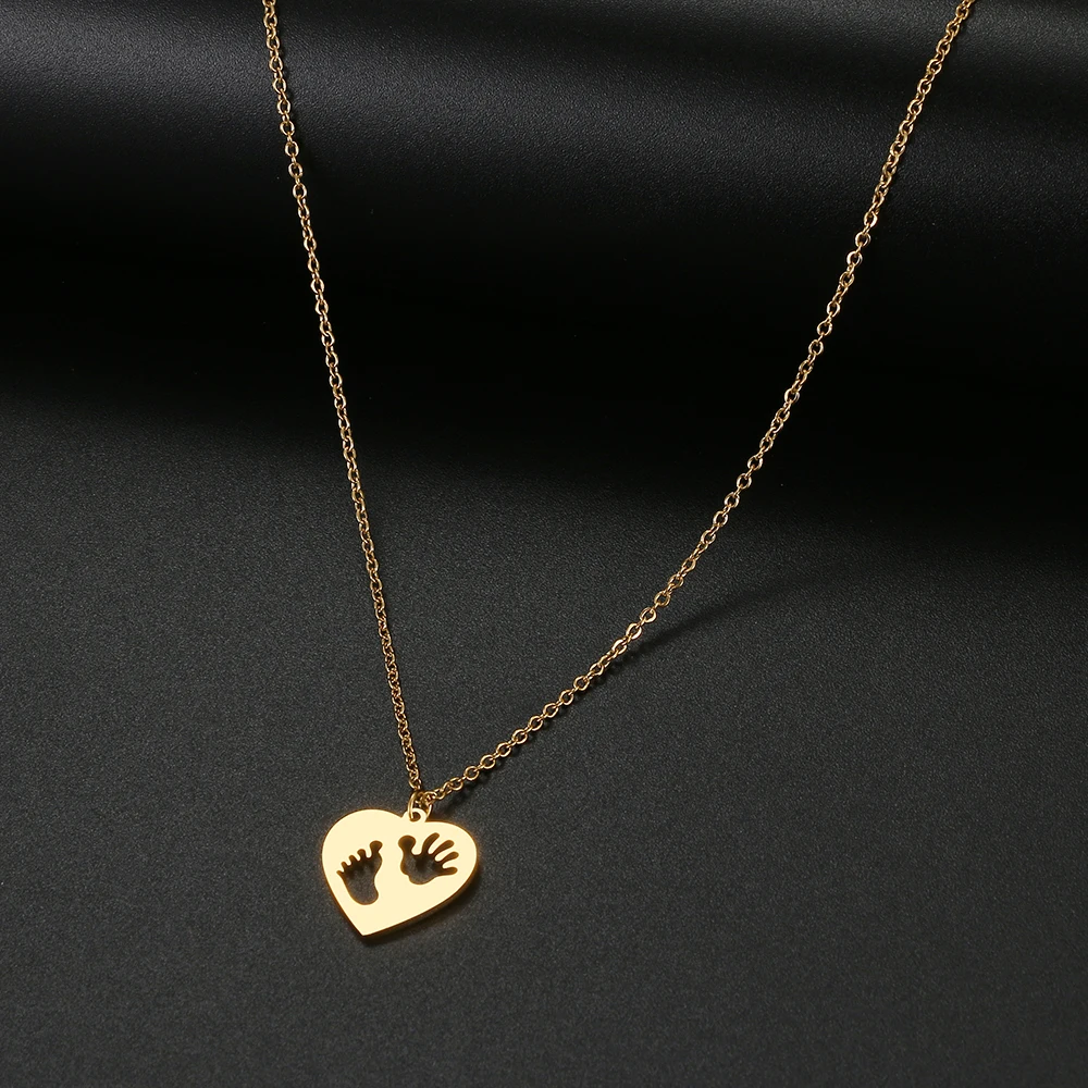 

Ожерелье из нержавеющей стали, подвеска с изображением следов ребенка, цепочка на воротник, модное ожерелье для женщин, ювелирные изделия в...