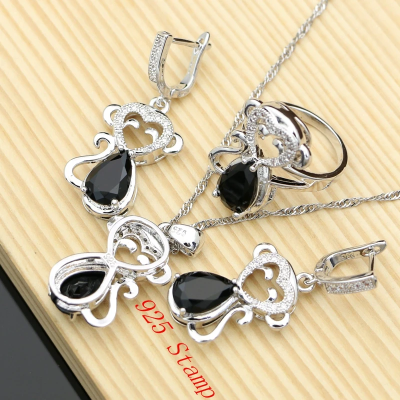 Женский комплект из колье и серёг серебра 925 пробы | Украшения аксессуары