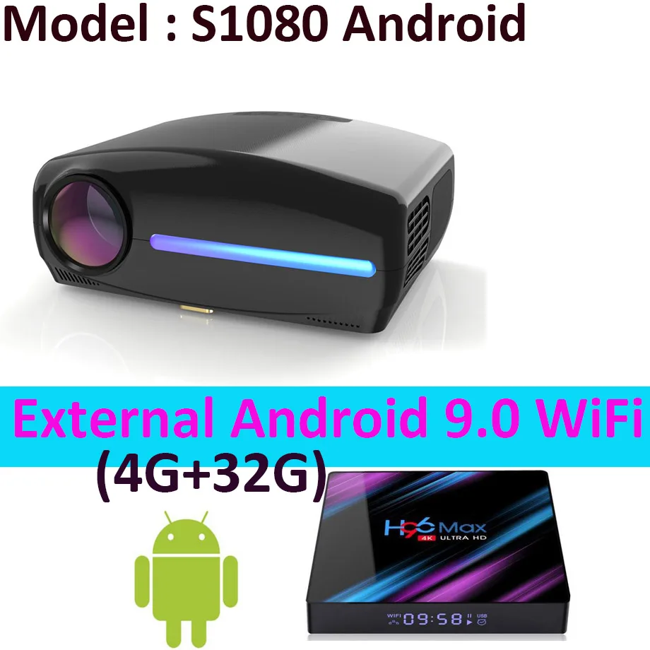 Smartldea 1080P 4K Full HD проектор, Android 9,0 опционально, разрешение 1920x1080P 6500 люмен, светодиодный проектор для домашнего кинотеатра, 3D проектор - Color: Android VersionBlack