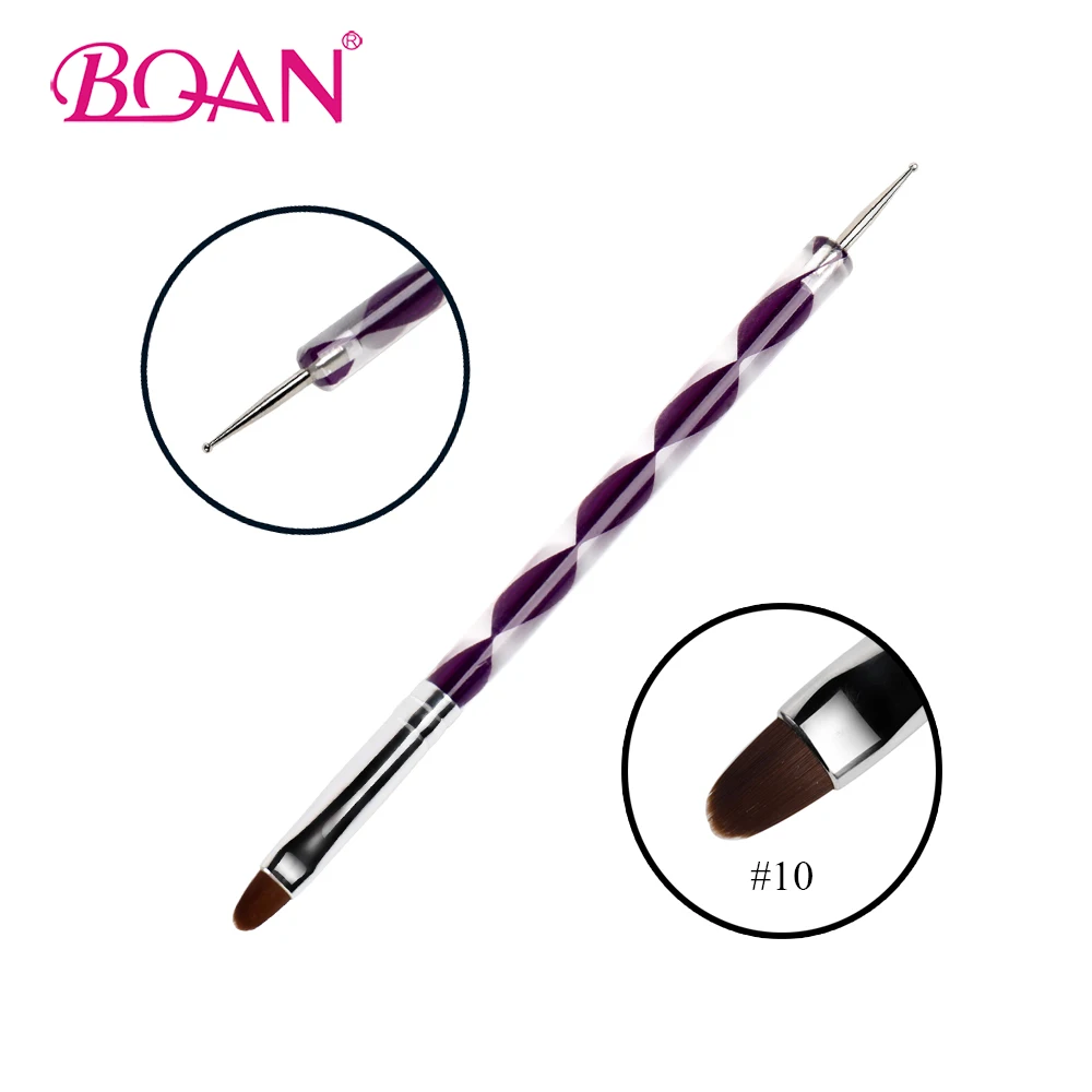 BQAN 1 шт. двухконцевые инструменты для нейл-арта и 10# Гелевая Кисть овальные волосы нейлоновые волосы фиолетовые акриловые ручки