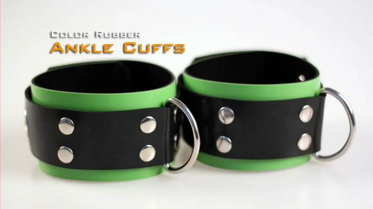 

100% Natural Latex Pure Handmade Rubber Ankle Cuffs White The Alternative Slave Bandage Can Be Locked Rubber Fetish