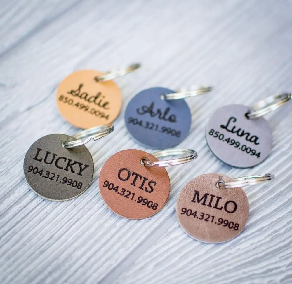 

Кожаная идентификационная бирка для домашних животных, бирка для собаки, аксессуары для ошейника, бирка для кошки, новый подарок для щенка, ...