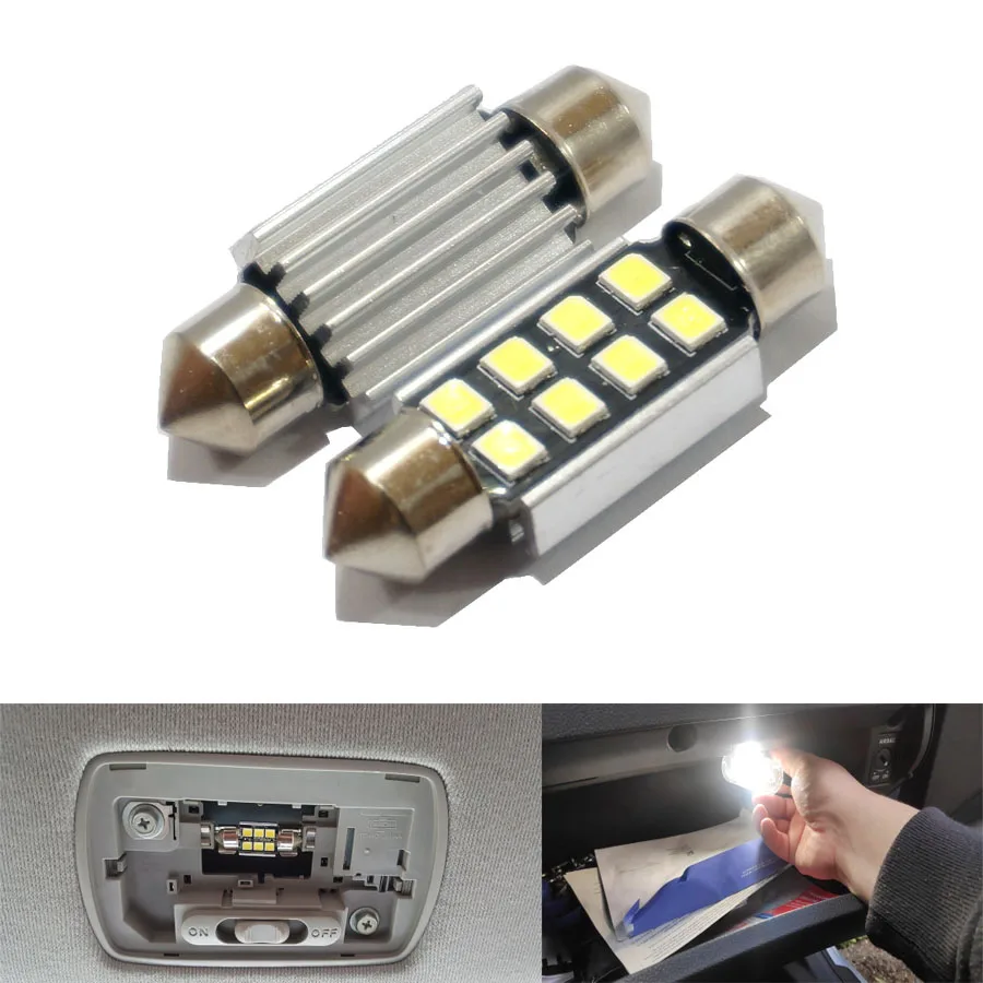 2шт 31 мм 36 мм 39 мм 41 мм SMD 2835 Светодиодный белый купол гирлянда Автомобильный свет CANBUS без ошибок C5W светодиодный Автомобильная лампочка Интерьер Свет 12 В