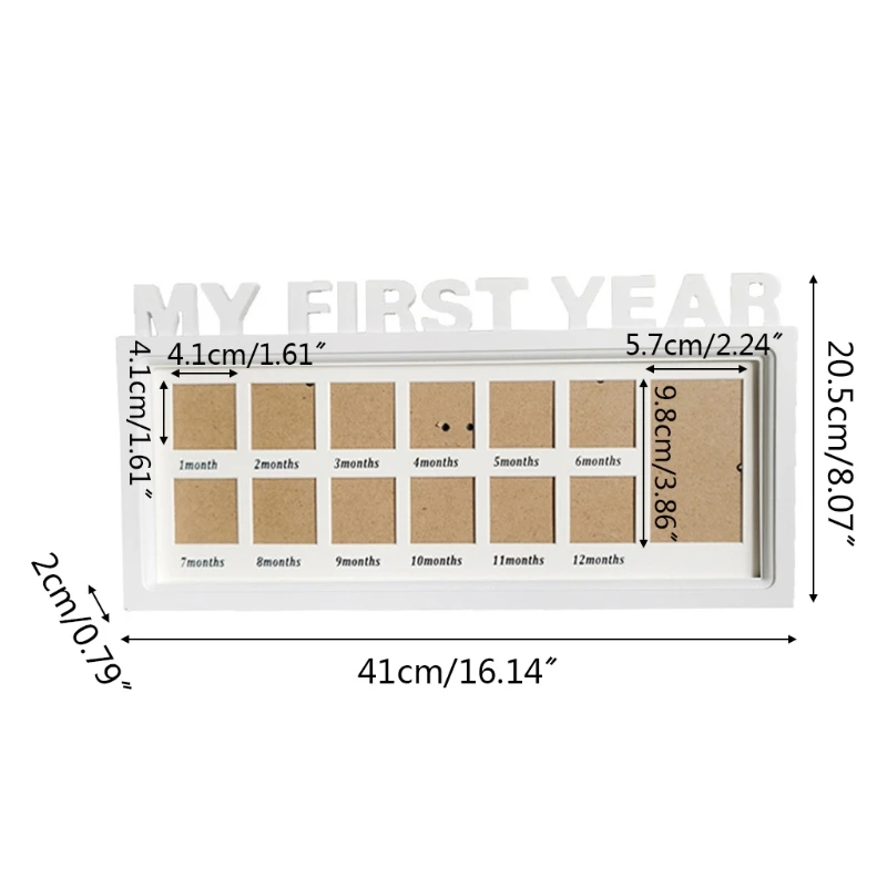 

Creative DIY 0-12 Month Baby Wall Hanging Pictures Display Stand Souvenirs Keepsake Handprint Footprint Photo Frame Kids