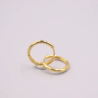 real pure 18k yellow gold earrings glossy round circle hoop earrings about 1 3g for men woman gift