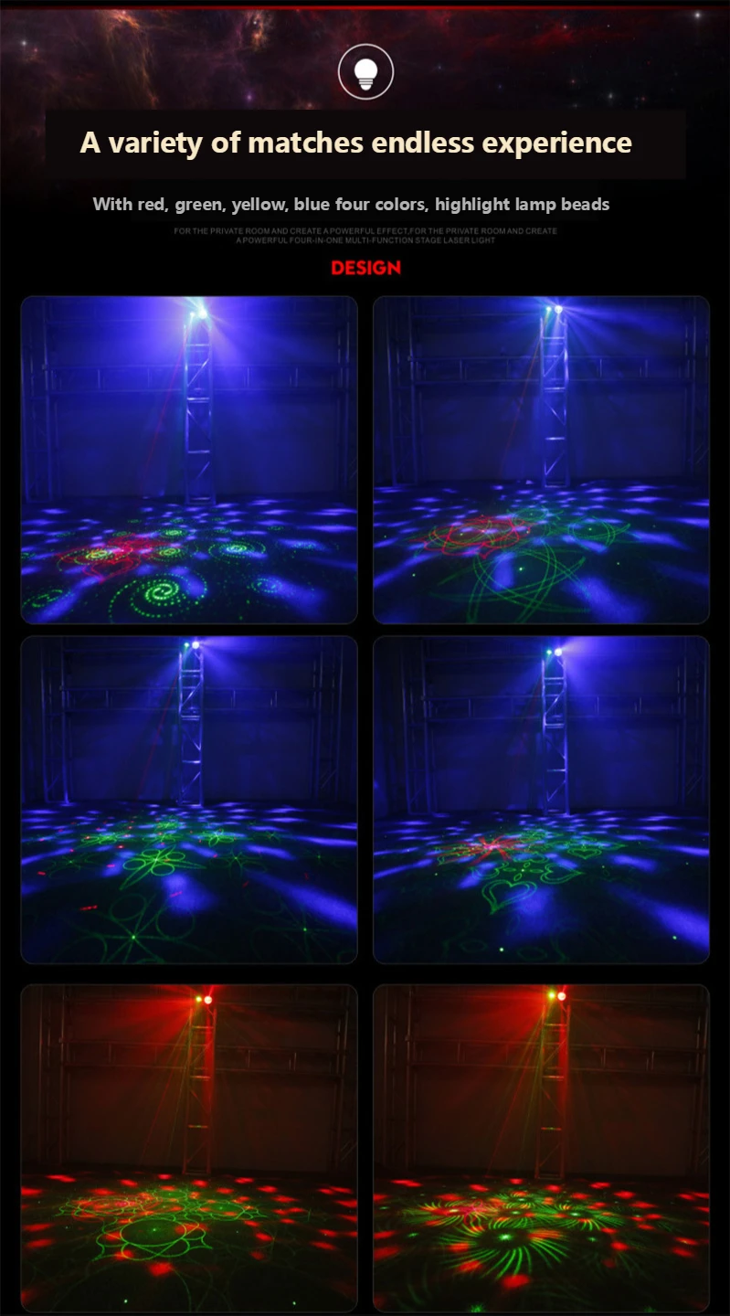 

Disco Light Multi Pattern Laser Lamp Voice Controlled Home Stage Lights Disco KTV Compartment Lamp Decorative Led Party Dance