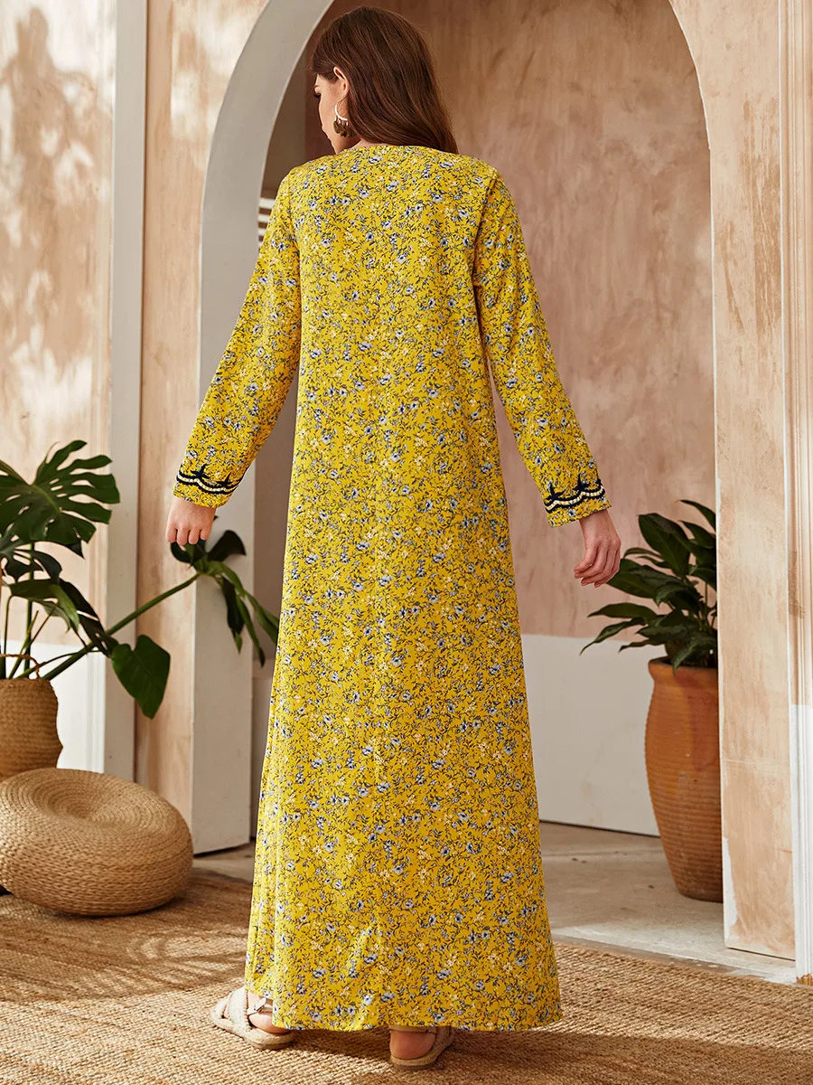 Caftan Marocain Robe Longue Femme Musulman Dubai Abaya Kaftan Turkey Islam Arabic Long Muslim Hijab Dress Abayas for Women