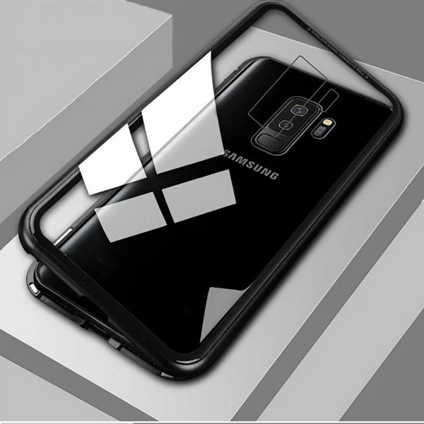 Clear With Black Магнитный металлический чехол для samsung Galaxy A70 A50 A40 A30 A10 A20 Note 8 9 10 Pro A6 A8 плюс A7 A9 M20 M30 S10 5G чехол Coque - Цвет: Clear With Black