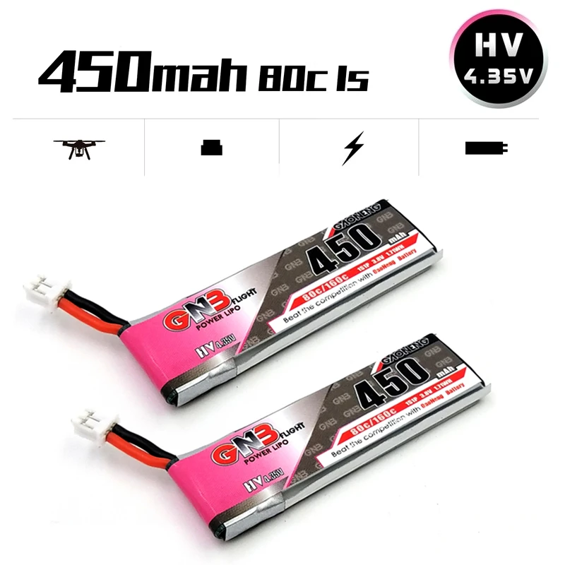gnb 1s 38 v hv 435 v 450mah lipo батарея 80c160c с разъемом ph2 0