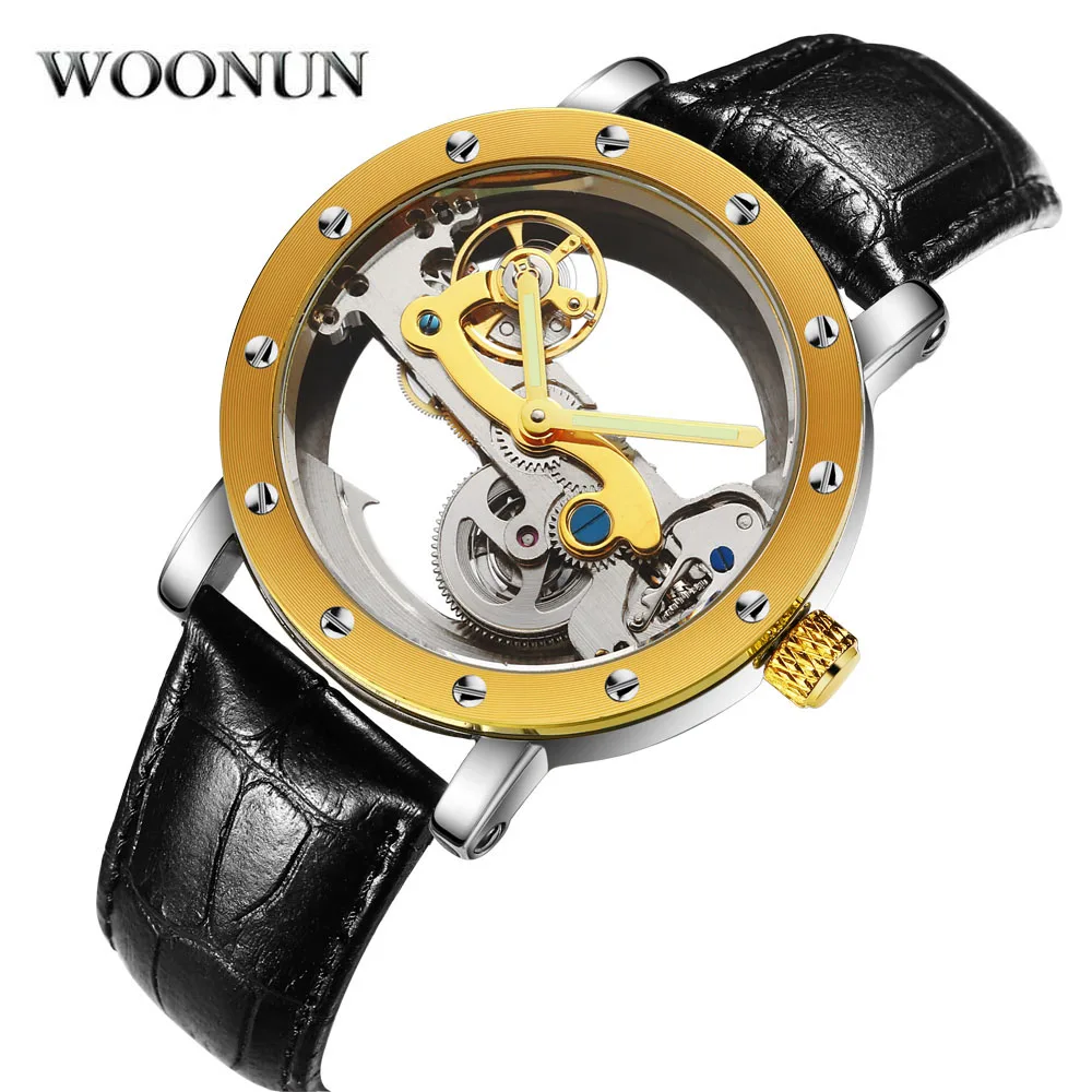 

Free Shipping 2020 New Man's Watches WOONUN Automatic Mechanical Watches Skeleton Transparent Hollowed-out Wristwatches Bracelet