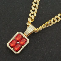 hip hop mens trendsetter diamond accessories domineering stitching ruby clothing decoration necklace cuba chain pendant