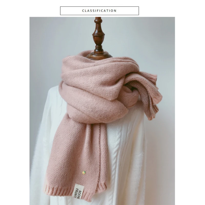 Meihuida корейские женские зимние Утепленные мягкие однотонные кашемировые пашмины