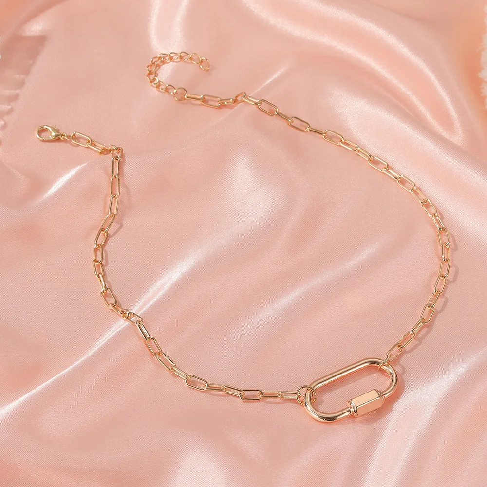 

Goth Chain Toggle Clasp Gold Choker Necklaces for Women Men Neck Chains Linked Pin Lock Pedants Necklace Jewelry Female Charm