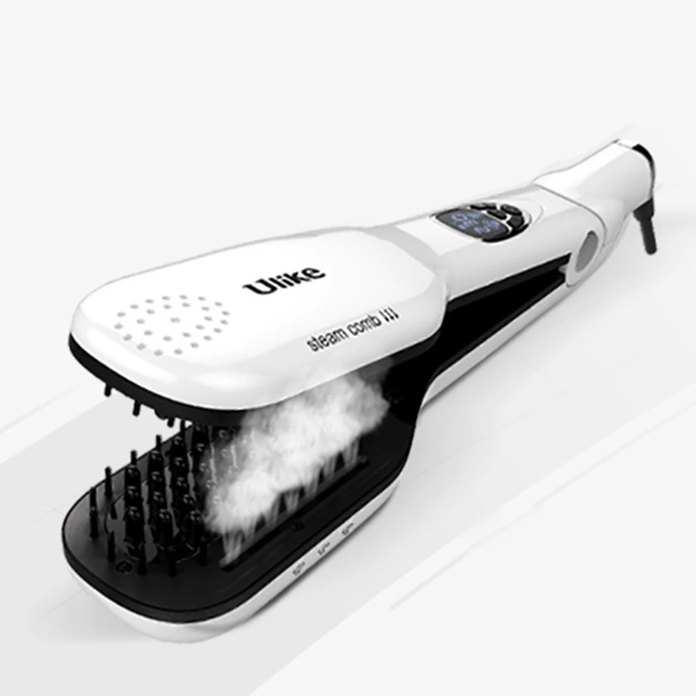 

Hot Sell Steam Hair Straightener Brush Titanium Ceramic Flat Iron Professional Electric Hair Comb Fast Hair Straightening Iron