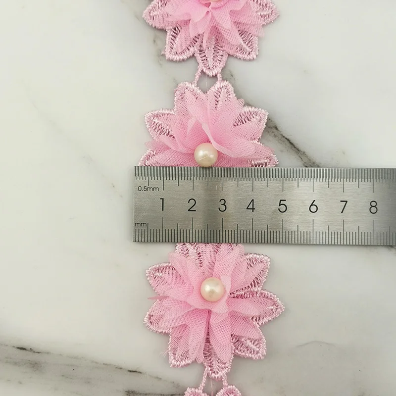 Цветы Шифоновые ширина 5 см 4 цвета 17 цветов в рулоне