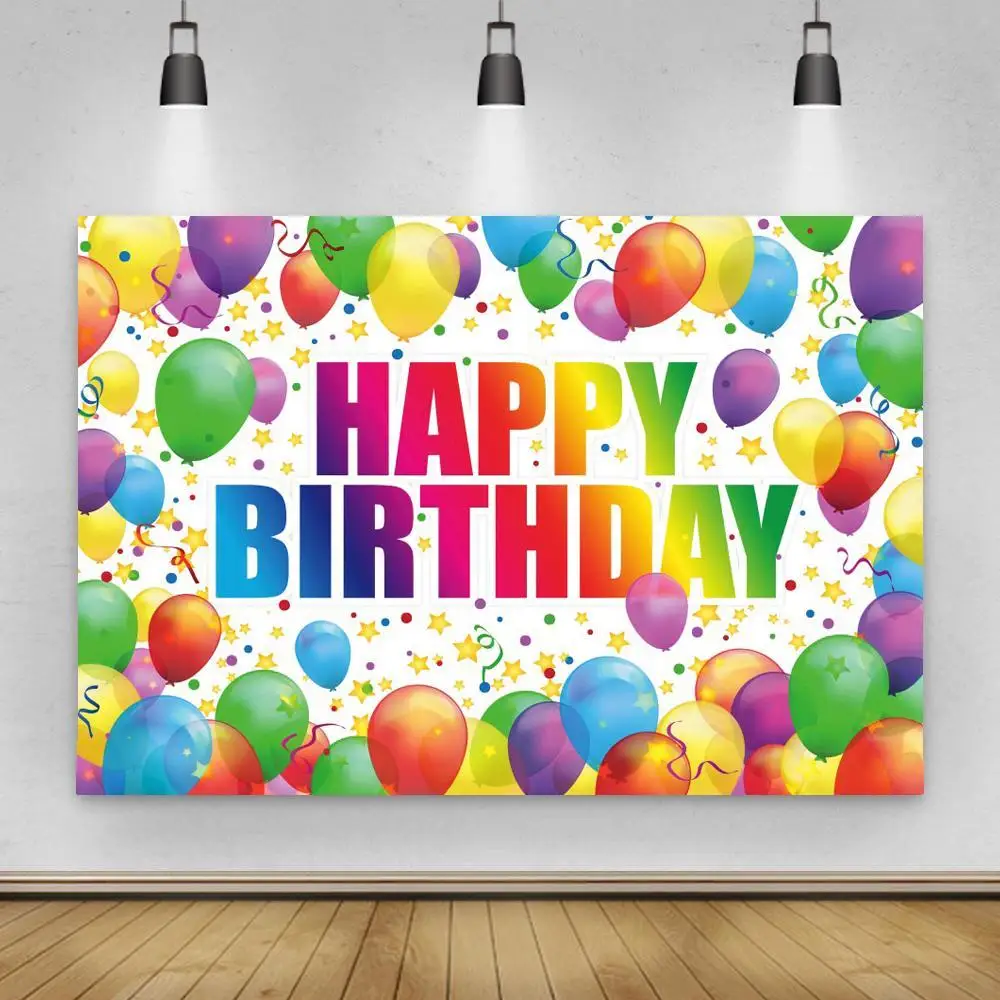 

Colorful Balloon Happy Birthday Party Photography Backdrop Photo Background Cake Decoration Studio Prop Banner