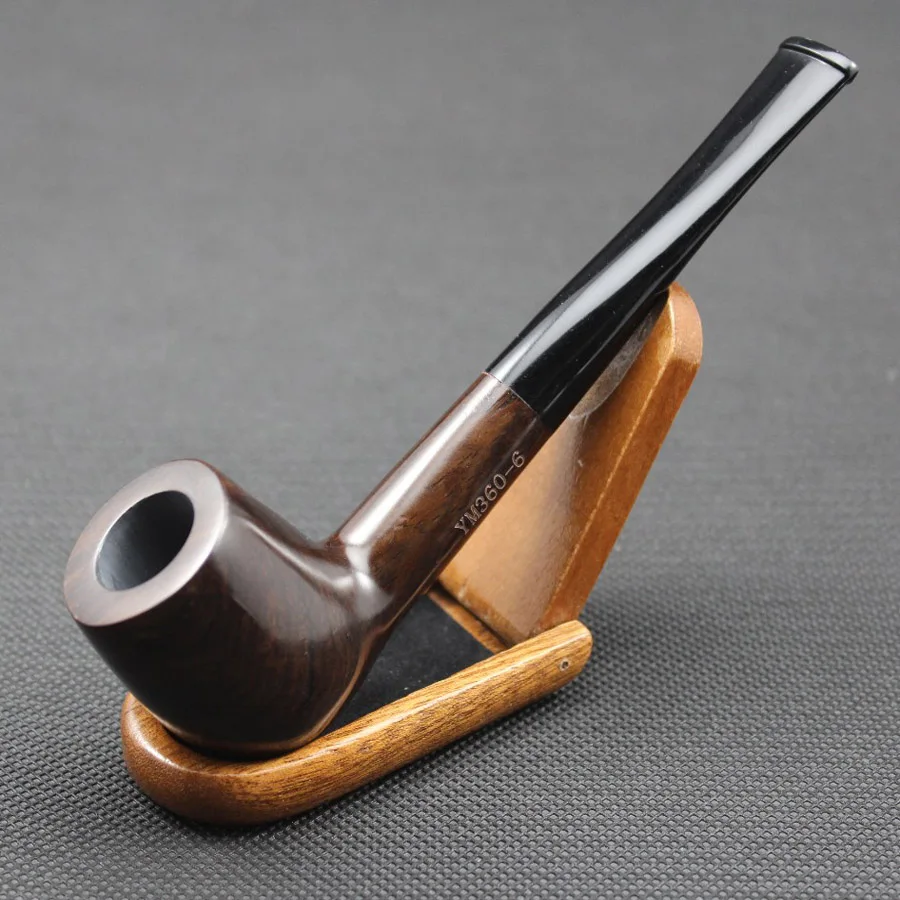 

Handmade Nature Ebony Brown Wood Straight Type Smoking Pipe Tobacco Wooden Pipe Gift 10X 9mm Filters + Pouch + Holder #519S