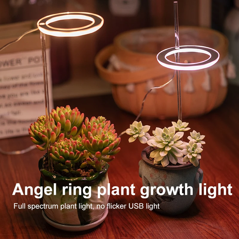 Angel Four Ring LED Grow Light Full Spectrum Phyto Lamp DC5V USB Phytolamp For Indoor Plant Seedlings Home Flower Succulet | Освещение