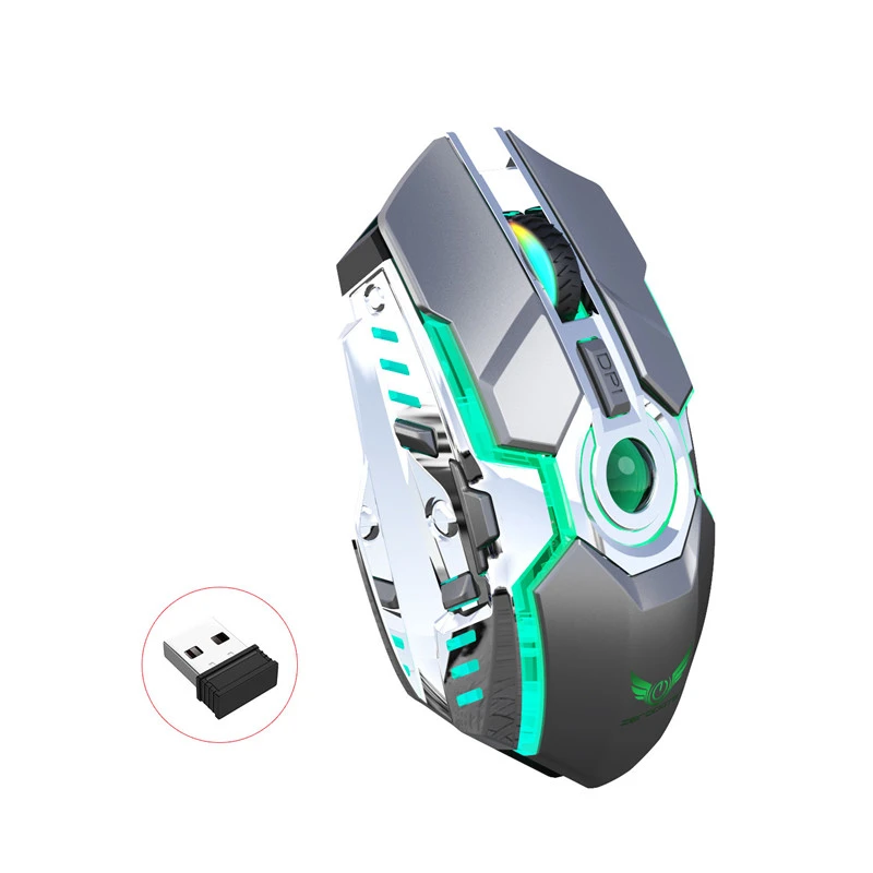 

Wireless Gaming Mouse RGB Rechargeable Home Office 2400 DPI Backlit 2.4G USB Optical Ergonomic For PC Laptop Black Grey Highend