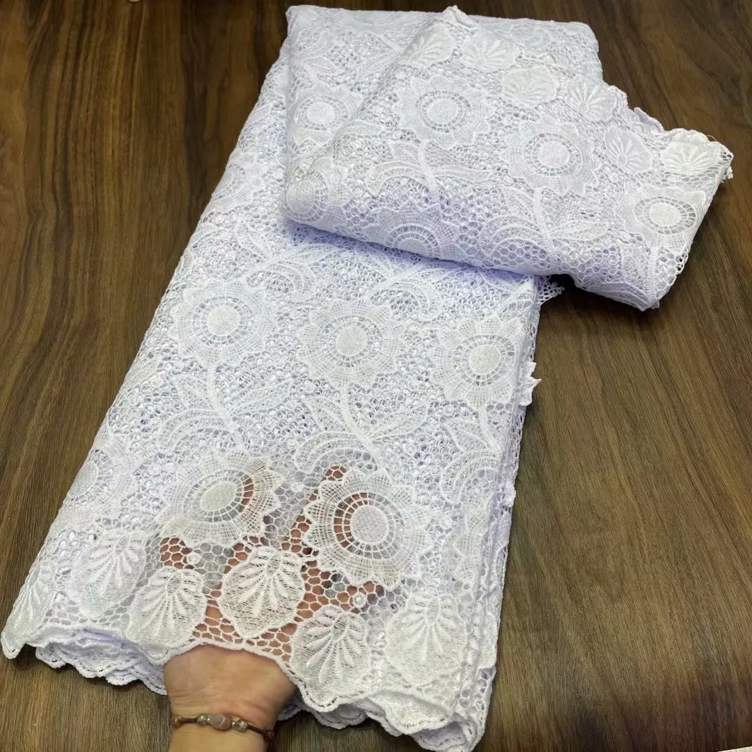

2021 New Arrival High Quality African Cord Lace Fabric, Royal Blue Chemical Lace Water Soluble Guipure Lace Fabric For Wedding