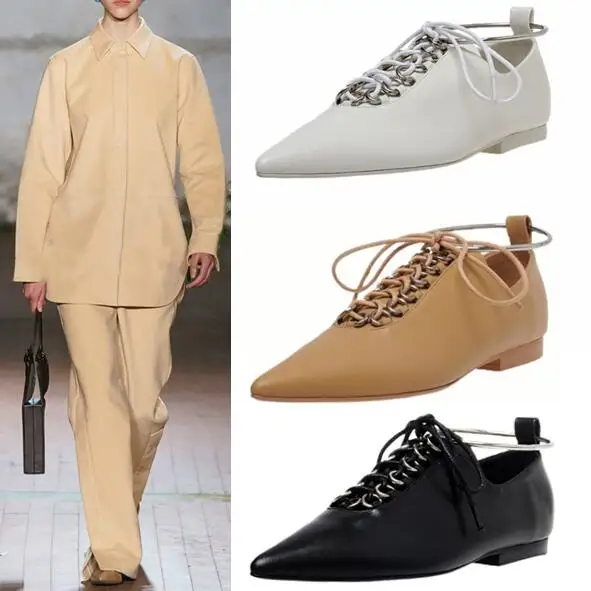 

Europe and the United States leather single metal ring strap circle pointed shoes design shoes comfortable women shoes