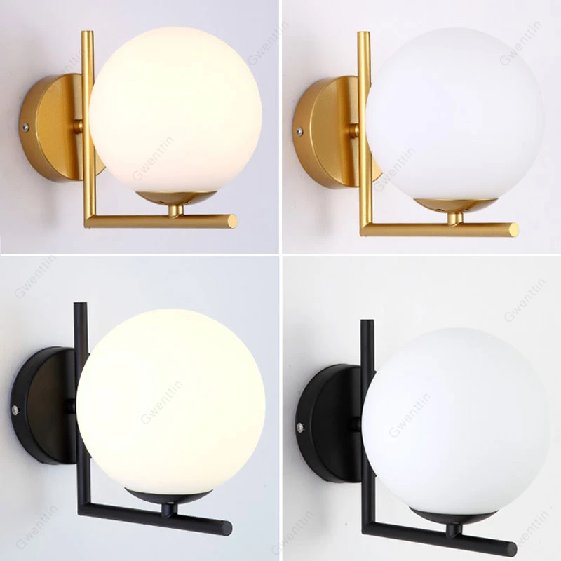 Скандинавский стеклянный шар настенные светильники современный золотой