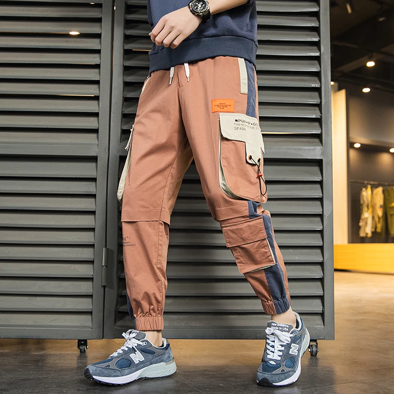 

2022 Fashion Men Hip Hop Pants Ribbon Streetwear Men Joggers Sweatpants Cotton Cargo Pants ABZ667